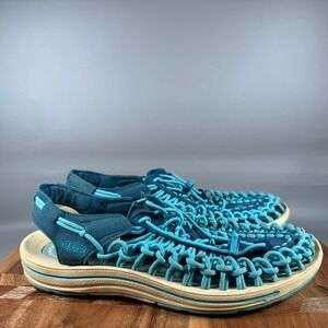 KEEN‎ Uneek Women Sandal Water Shoe Aqua Teal Blue Cord Strappy Size 10